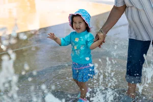A kid splashing in water