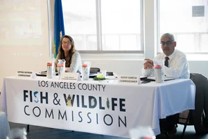 a group of people sitting at tables at an event.