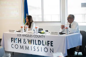 a group of people sitting at tables at an event.
