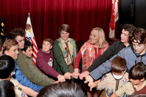 Supervisor Barger in a group photo with the Polytechnic School BSA Troops