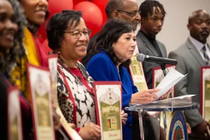 Supervisor Solis speaking at the SD1 Black History Month