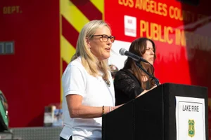 District 5 – Supervisor Kathryn Barger Aug. 17, 2020 – Lake Fire press conference. Photo by Bryan Chan / Board of Supervisors