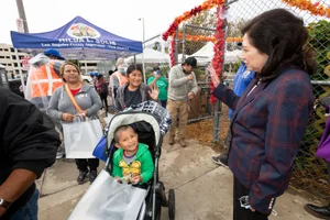 Supervisor Solis group photo at the Westlake Food Distribution