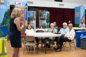 Supervisor Barger speaking at the "Valley Village Residents Association Meeting"