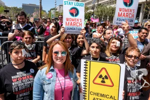 Supervisor Horvath group photo at a "Women's March" rally