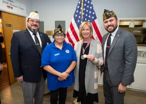 Supervisor Hahn group photo at the La Mirada VFW Award Presentation