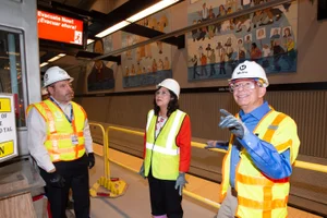 Supervisor Solis in a vest at the LA Cleantech Incubator