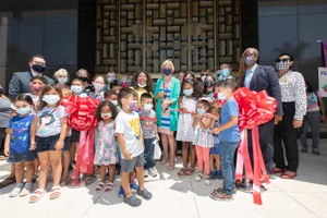 Supervisor Hahn group photo at the Norwalk Library Reopening