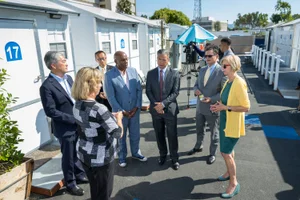 Supervisor Hahn group photo at the Bonta Shelter