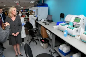 Supervisor Barger visiting "Let's Get Checked Today Labs"