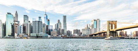 View of New York City Brooklyn Bridge Park by east river