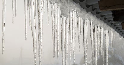 Ice dam on the eaves. Beware of ice dams on your South Dakota home. 