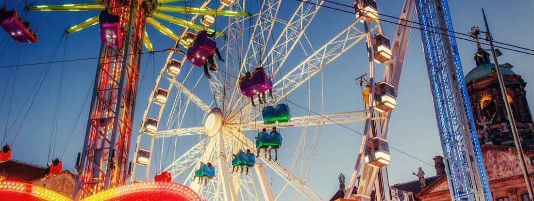 Amusement park carousel. Find Event Liability Insurance.