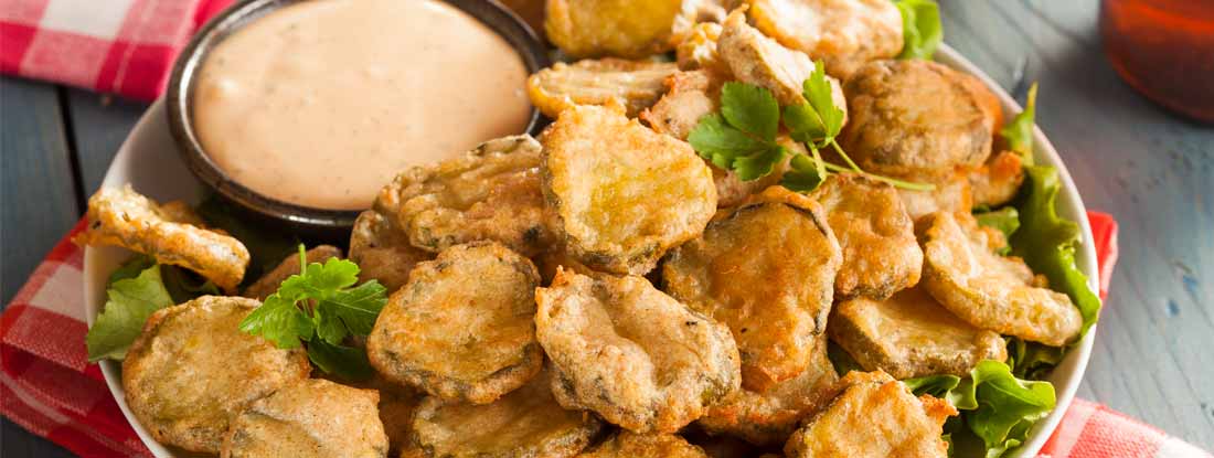 Delicious Battered Fried Pickles. Find Arkansas Restaurant Insurance.