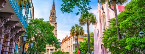 Charleston, South Carolina, historic downtown cityscape.