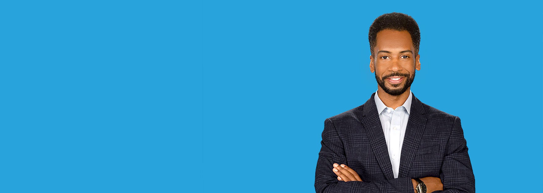 Confident business man with arms crossed. Insurance Agent. 