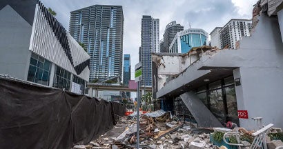 Small business destroyed by the passage of a tornado in Miami, Florida. Top 5 Biggest Financial Risks for Businesses. 