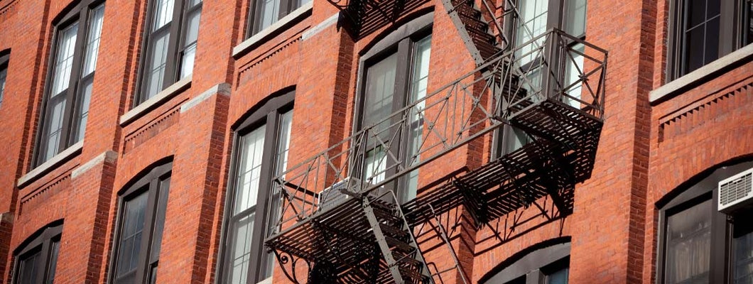 Fire Stairs in Brick building. Find Pittsburgh Pennsylvania renters insurance.