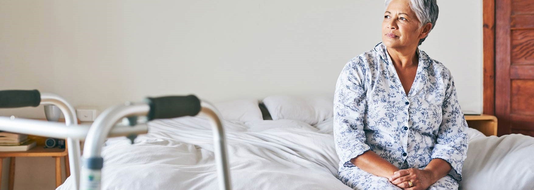 Mature women in long term care facility. Find Long Term Care Insurance.