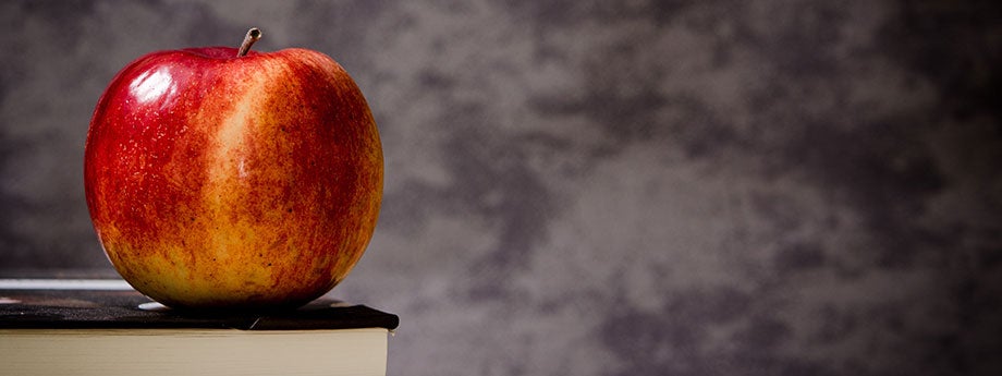 teachers apple on desk