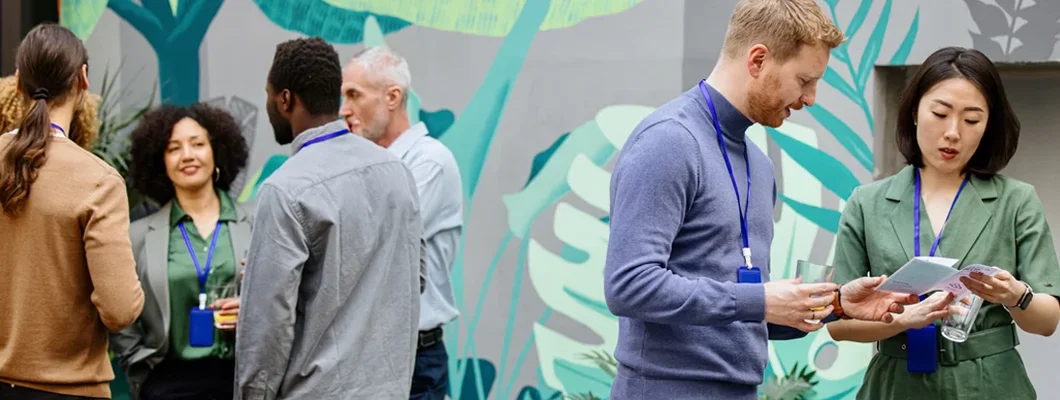 Business colleagues gather before the conference. Find Ewa Gentry, Hawaii business insurance.