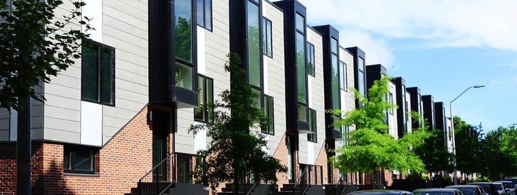 New modernist townhouses in downtown Raleigh, North Carolina. Find Raleigh North Carolina renters insurance.