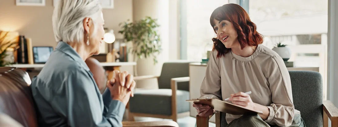 Therapist evaluation with advice in office. Find Therapist Liability Insurance.