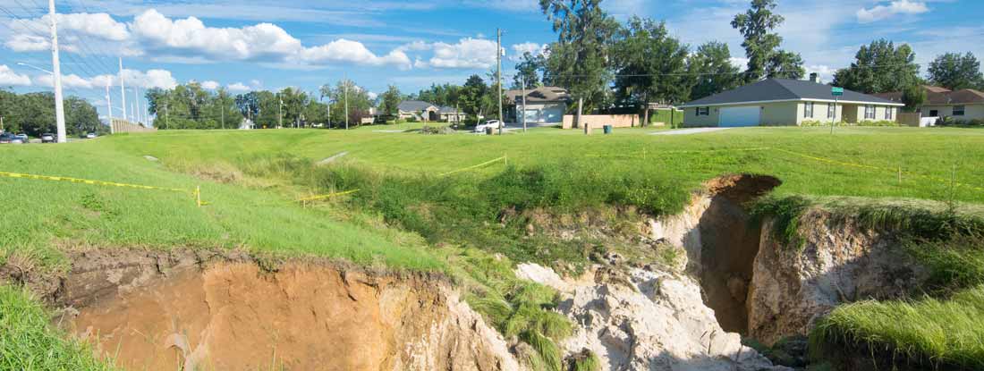 Large Florida Sinkhole Near Residential Neighborhood. Find Sinkhole Insurance.