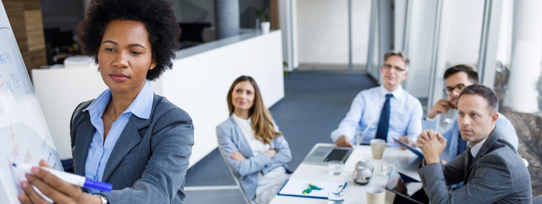 Employees in meeting. Massachusetts Employment Practices Liability Insurance