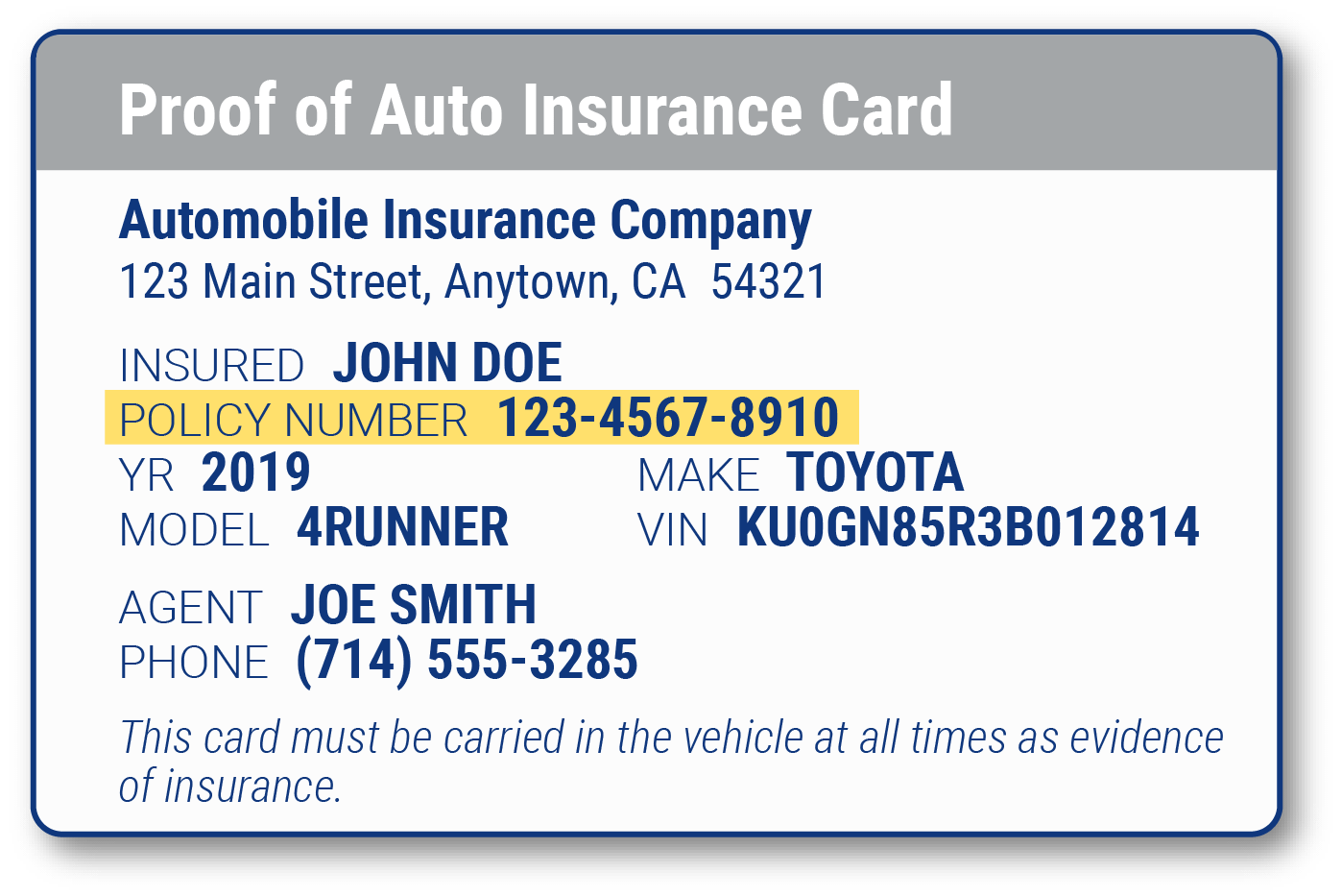 Car Insurance Policy Number On Card ~ news word