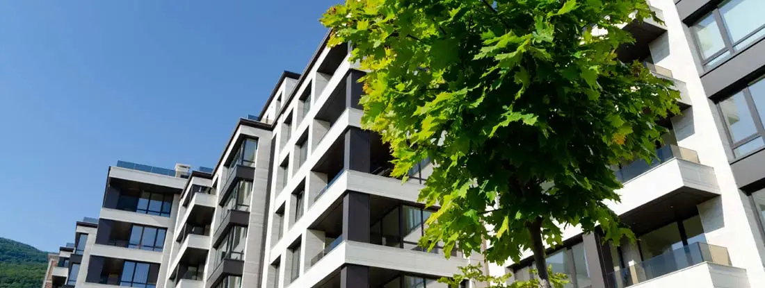 Residential apartment building. Find Alabama Renters Insurance.