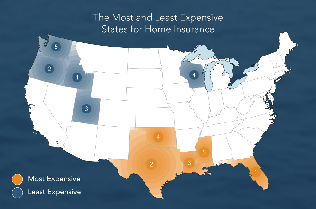 How Much Does Homeowners Insurance Cost Get Pricing Trusted Choice According To The National Ociation Of Insurance Commissioners Five States With Highest Homeowners Costs Are