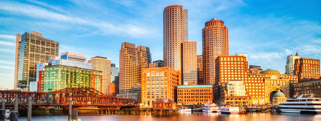 Boston Skyline. Massachusetts Commercial Property Insurance