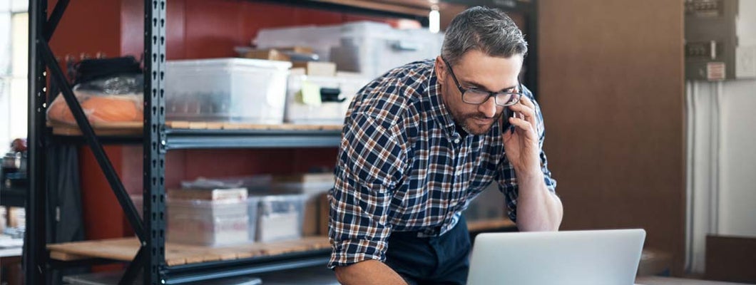 Small business owner on the computer