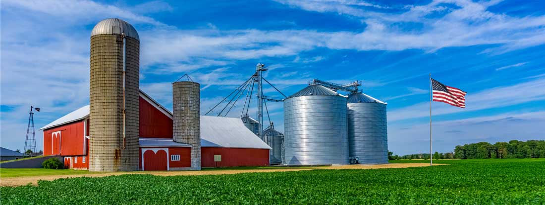 Farm with several silos. Indiana State Laws and Regs.