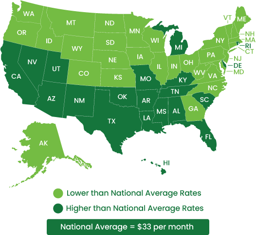 Average Motorcycle Insurance Cost by State