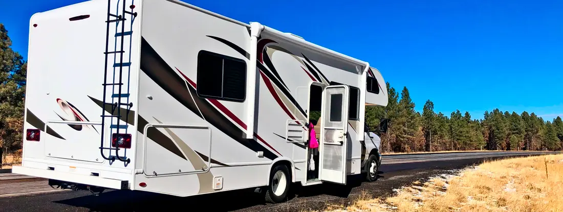 RV parked on side of road. Find Pennsylvania RV Insurance.