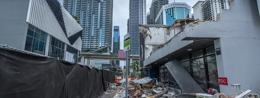 Small business destroyed by the passage of a tornado in Miami, Florida. Top 5 Biggest Financial Risks for Businesses. 
