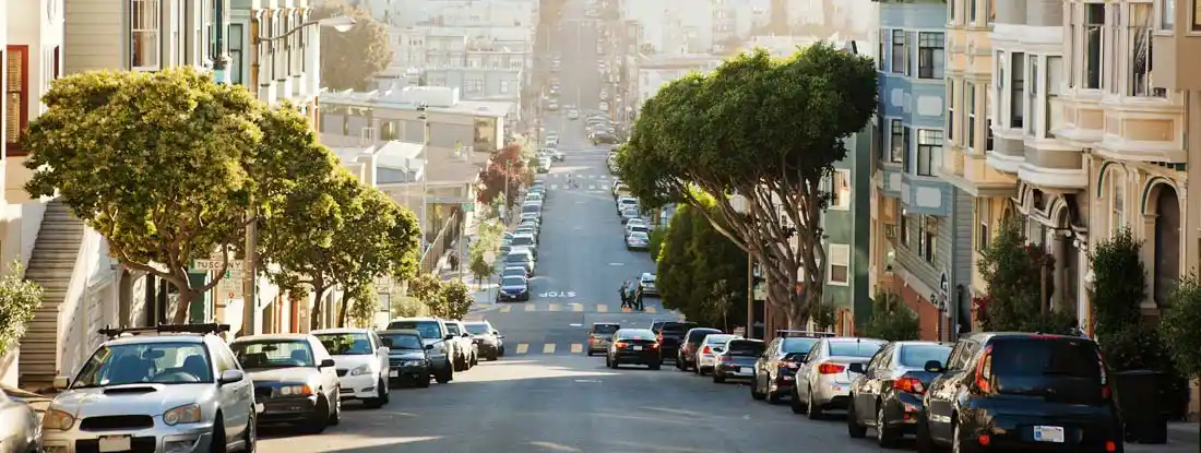 Street in San Francisco. San Francisco California Car Insurance.