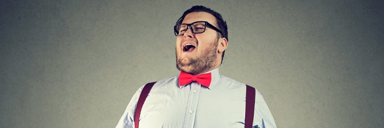 Eccentric chunky man singing opera
