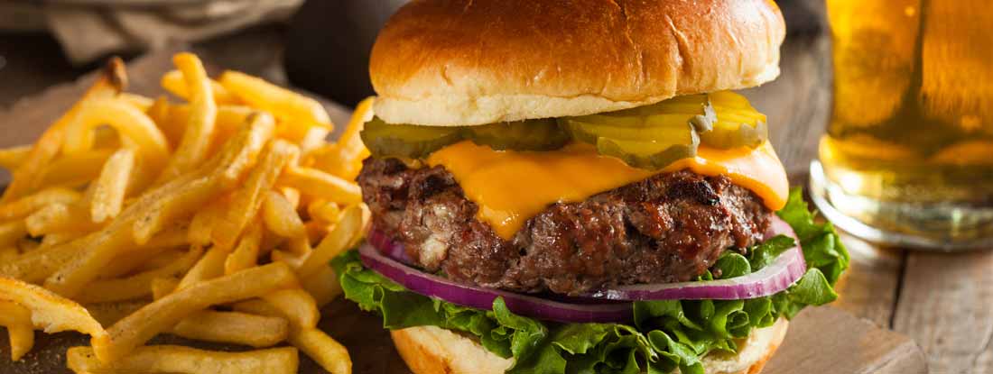 Grass Fed Bison Hamburger with Lettuce and Cheese. Find Colorado Restaurant Insurance.