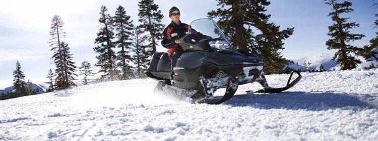 Snowmobile rider enjoying the ride