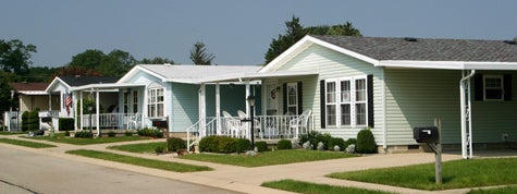 A street view in a prefabricated home development