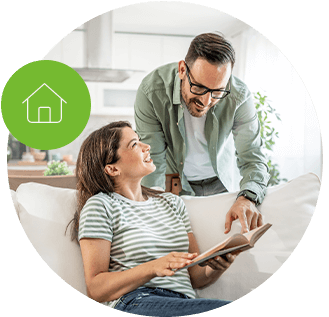 Couple relaxing at home. Home Coverage Types.