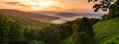 View of a sunrise in the Ozark Mountains, Arkansas