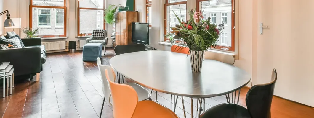 Combined living and dining area in condominium. Find South Carolina condo insurance.