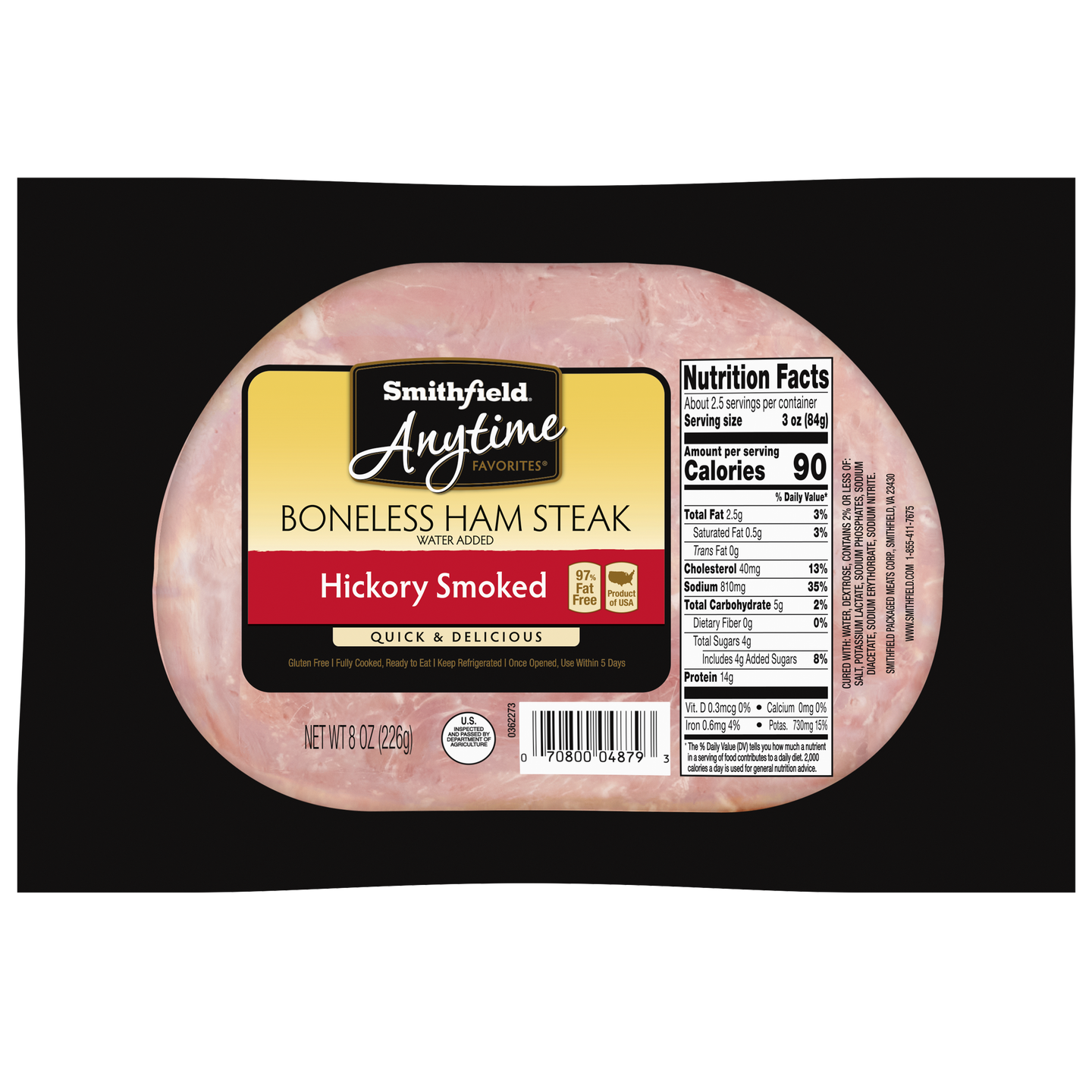 Anytime Favorites Hickory Smoked Boneless Ham Steak, 8 oz.