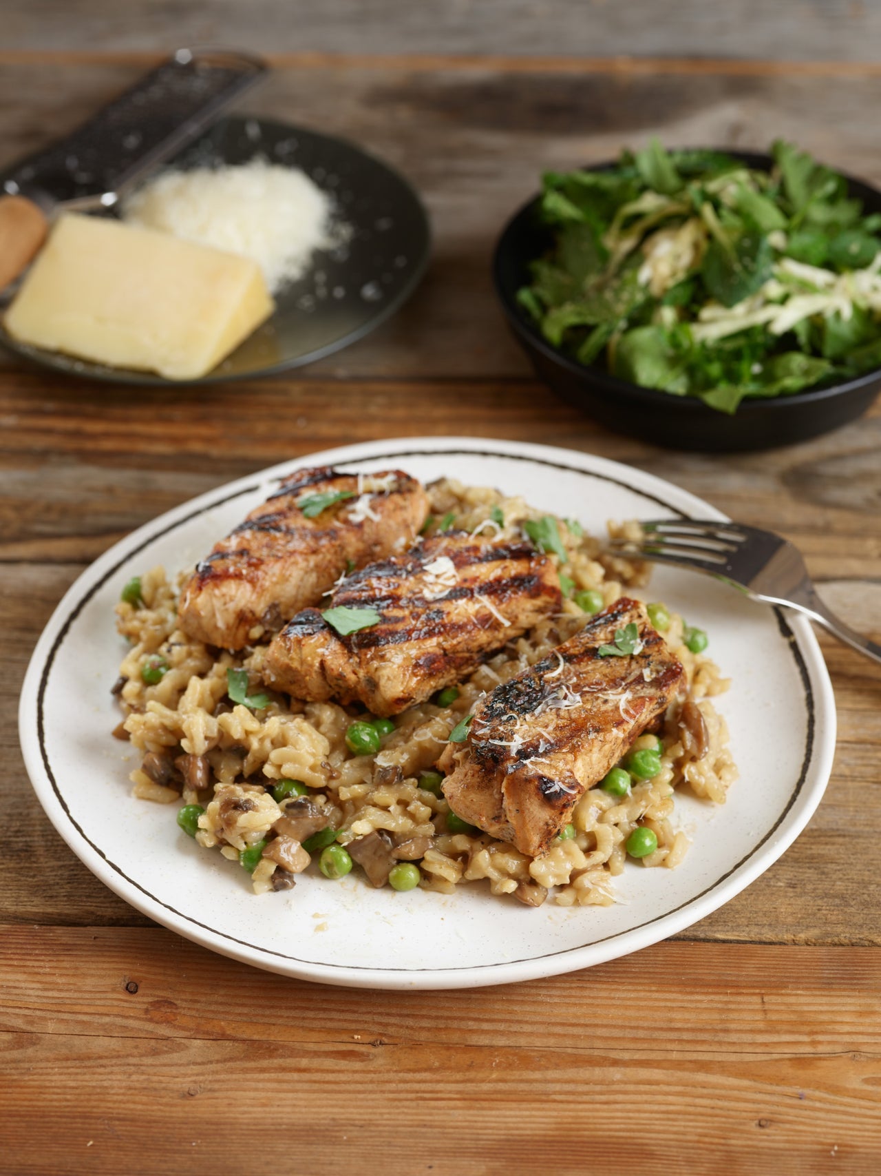Grilled Pork Tenderloin with Instant Pot Mushroom Risotto