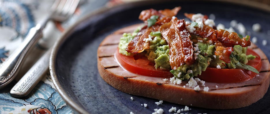 Ham Steak with Tomato, Bacon and Smashed Avocado | Smithfield