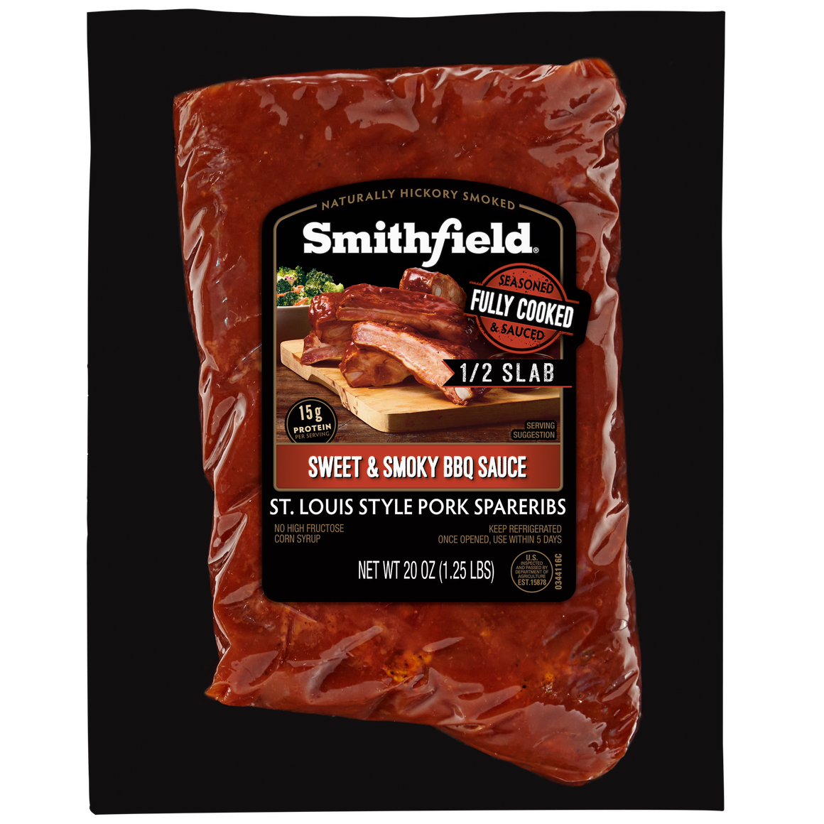 Sweet Smoky Fully Cooked Louis Ribs Half Rack-20oz Smithfield